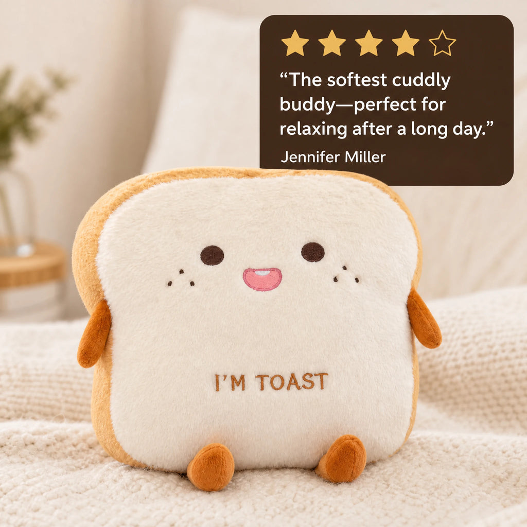 Toast Plush with Soft Fabric and Reversible Expressions - Image témoignage