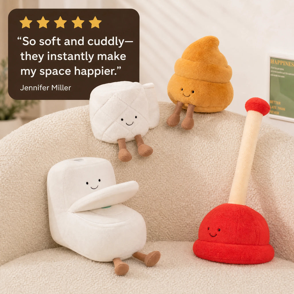 Toilet Plush Toy Collection with Smiling Characters - Image témoignage