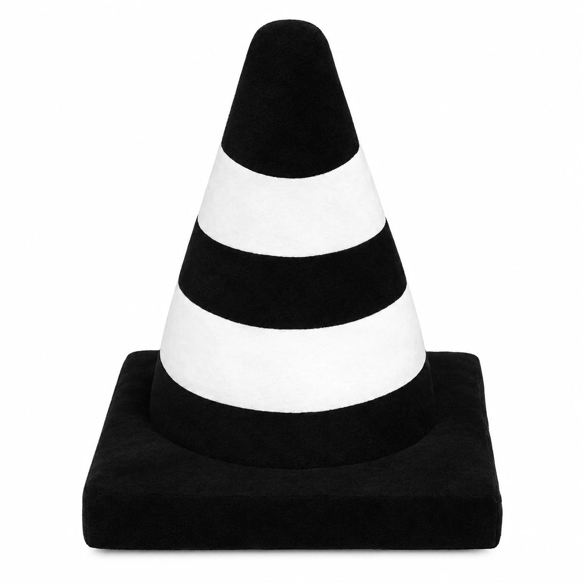 Traffic Cone Plush Pillow in Bright Striped Colors - Black