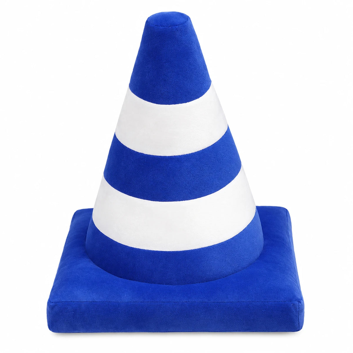 Traffic Cone Plush Pillow in Bright Striped Colors - Blue