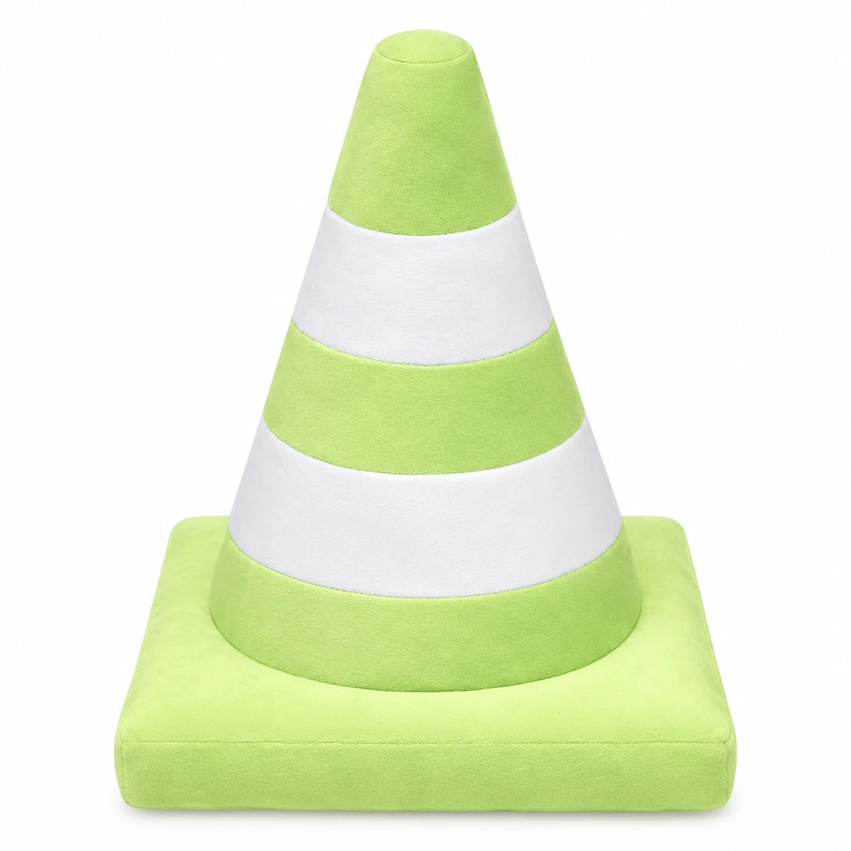Traffic Cone Plush Pillow in Bright Striped Colors - Green