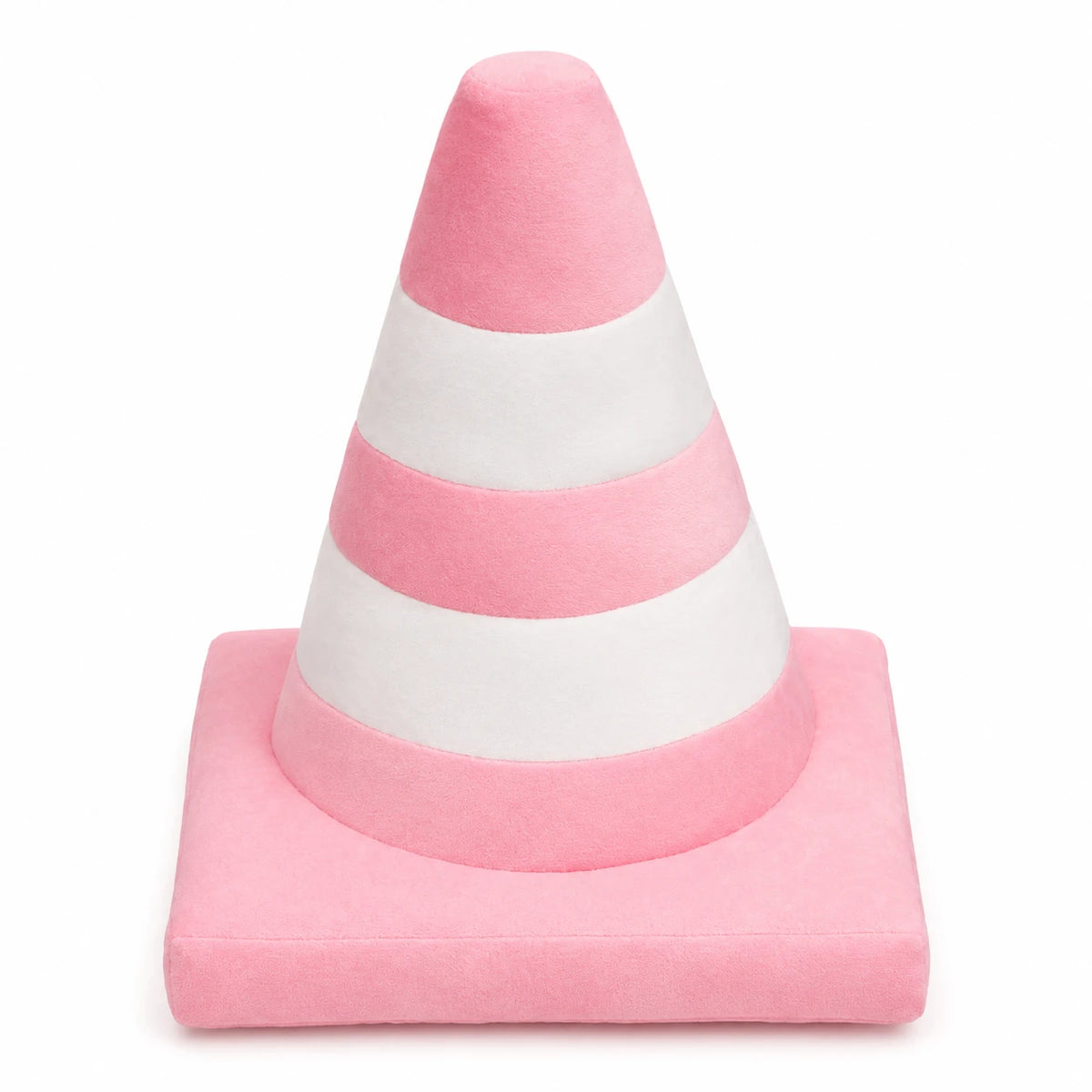 Traffic Cone Plush Pillow in Bright Striped Colors - Pink