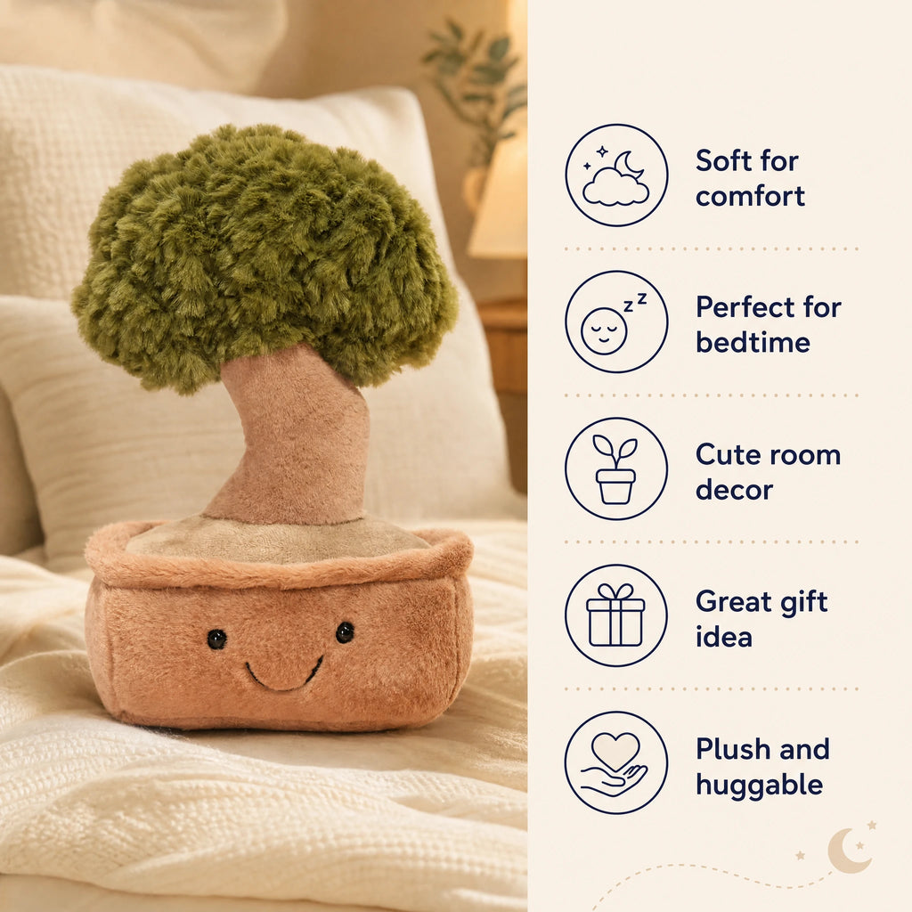 Tree Plush Toy with Smiling Face and Fluffy Crown - Bénéfices produit