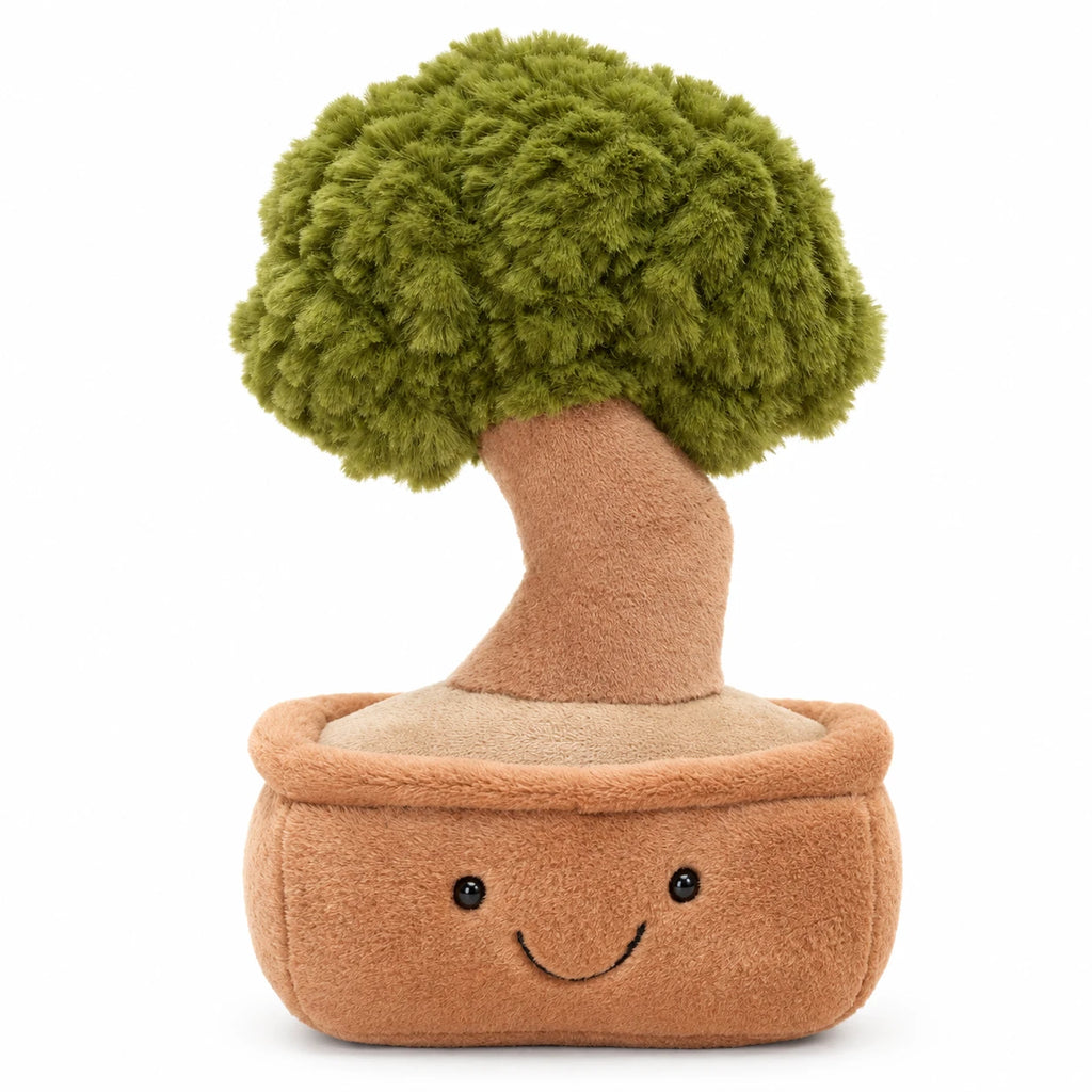 Tree Plush Toy with Smiling Face and Fluffy Crown - Green