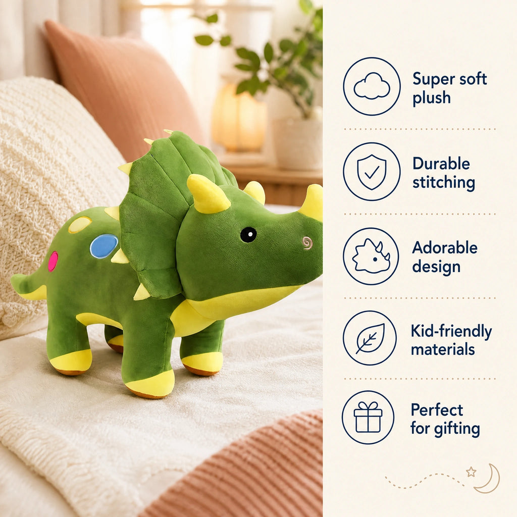 Triceratops Plush - Green Three-Horned Dinosaur - Bénéfices produit