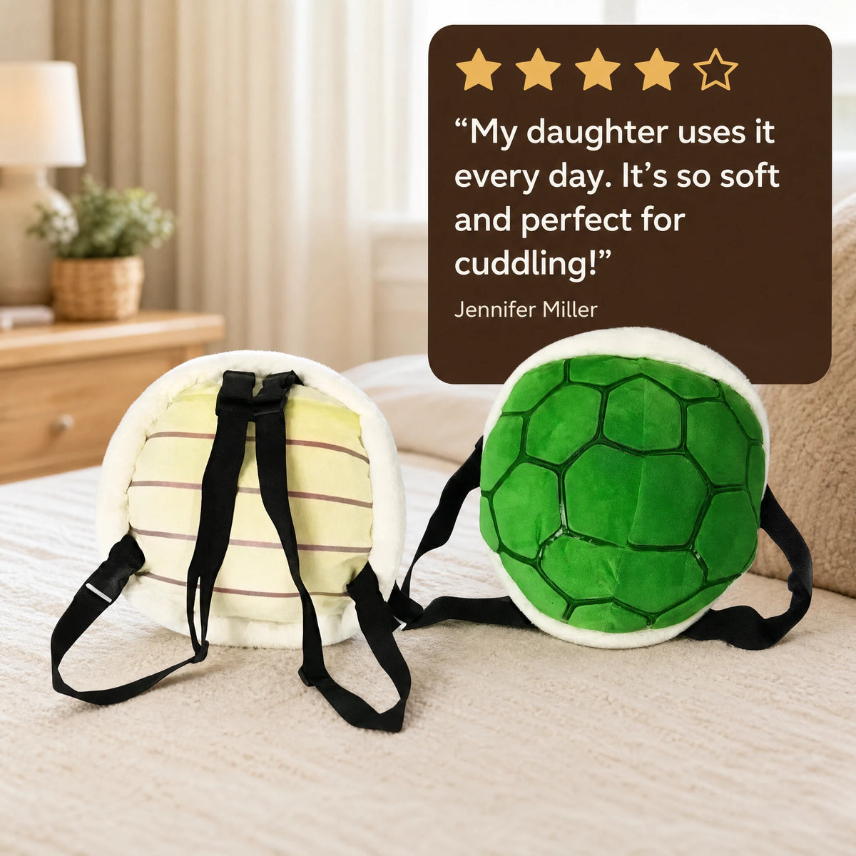 Turtle Plush Backpack with Shell Design and Straps - Image témoignage