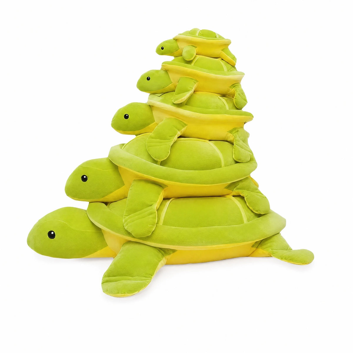 Turtle Plush Cushion with Five Stackable Sizes - Fond blanc