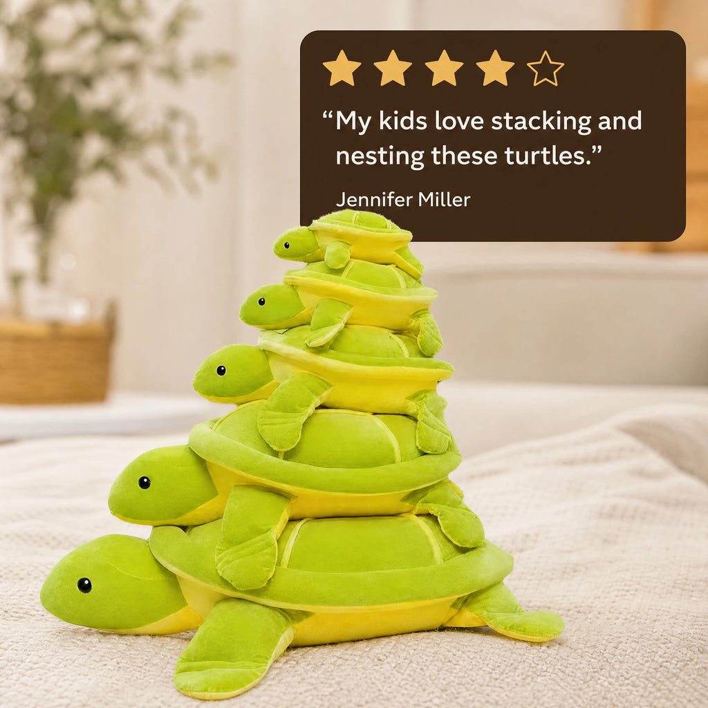 Turtle Plush Cushion with Five Stackable Sizes - Image témoignage