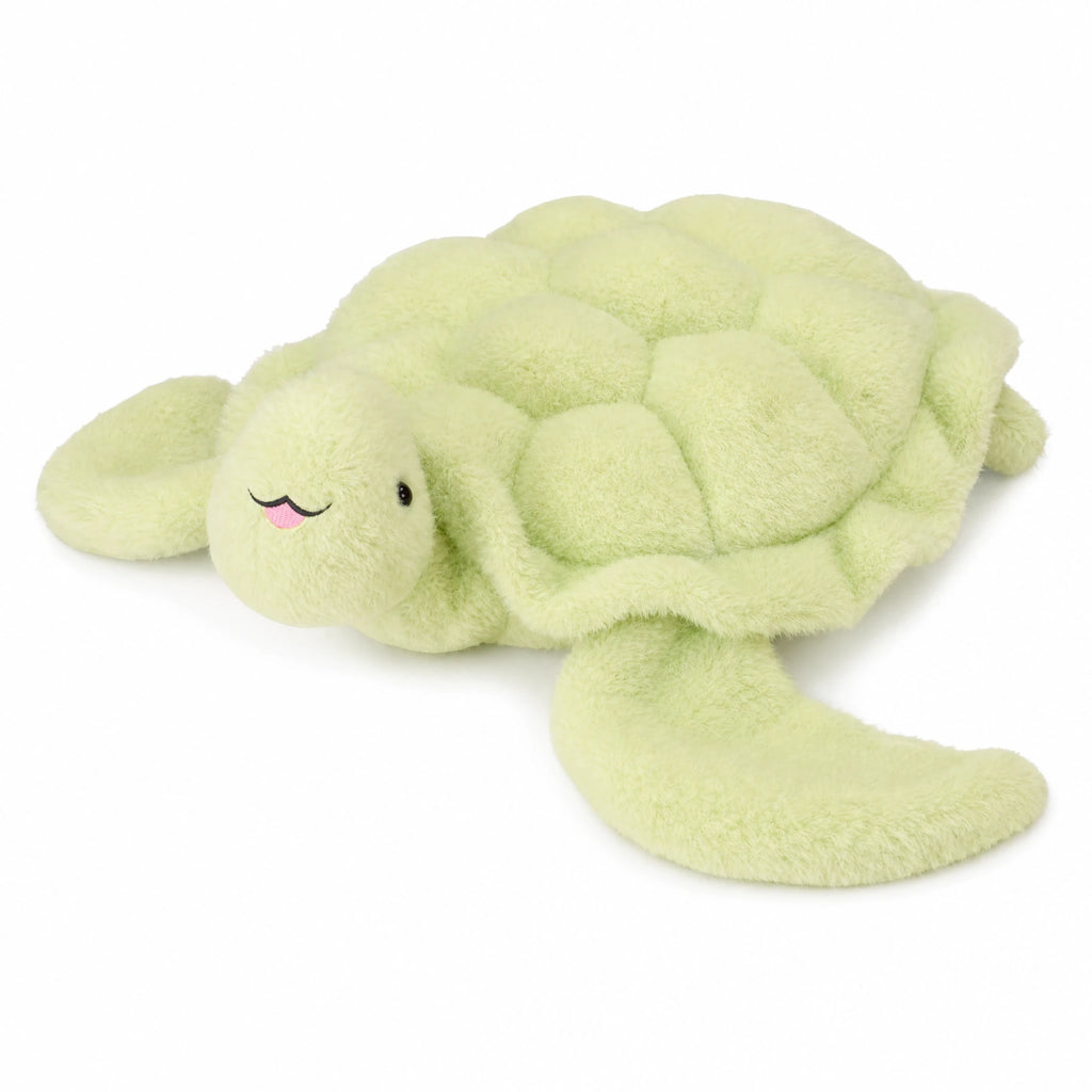 Turtle Plush, Giant Fluffy Soft Cushion with Cheerful Face - Fond blanc