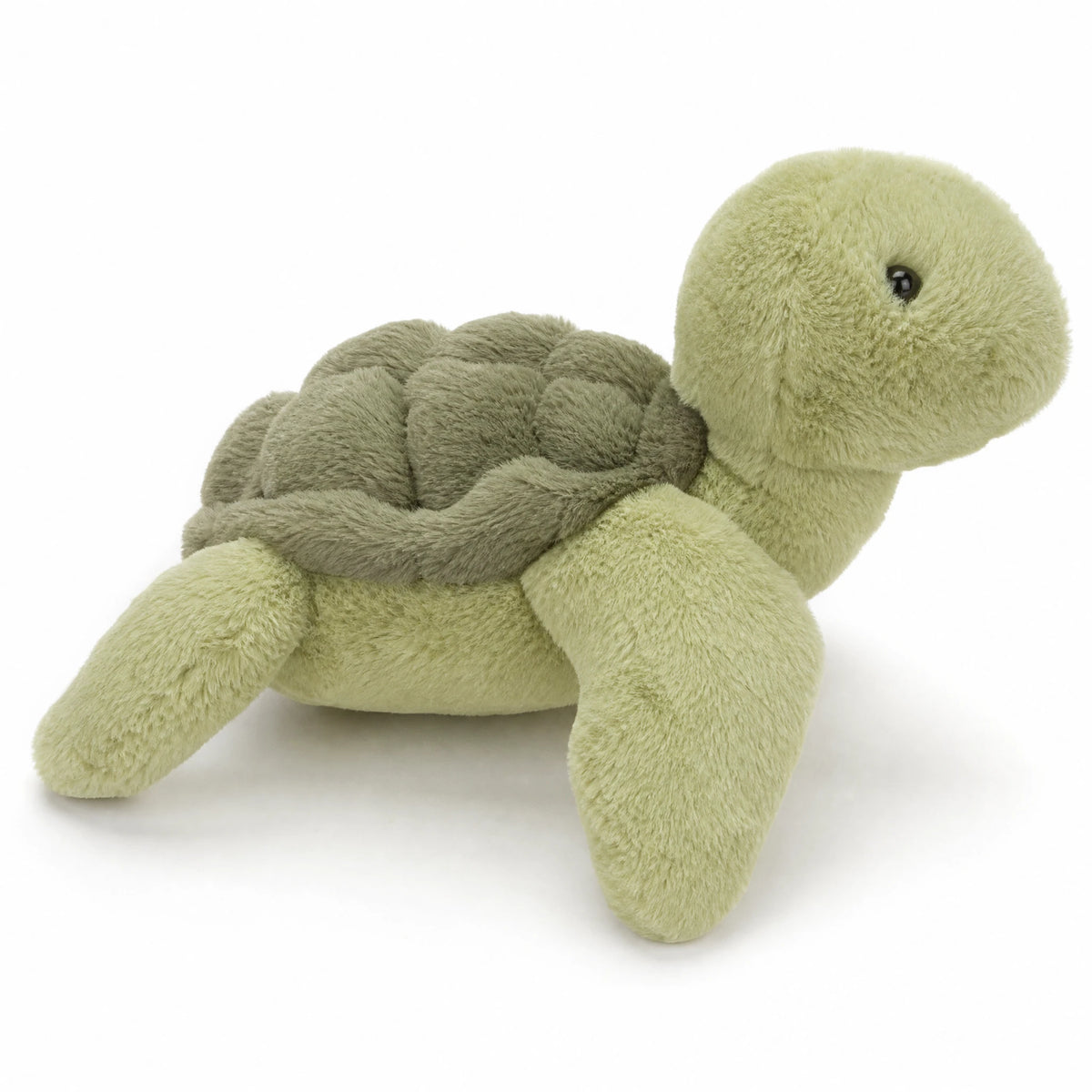 Turtle Plush – Soft Green Companion with Textured Shell - Fond blanc
