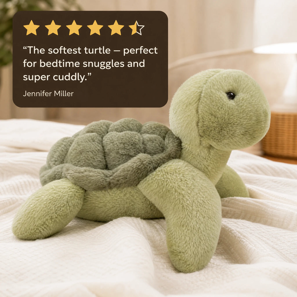 Turtle Plush – Soft Green Companion with Textured Shell - Image témoignage
