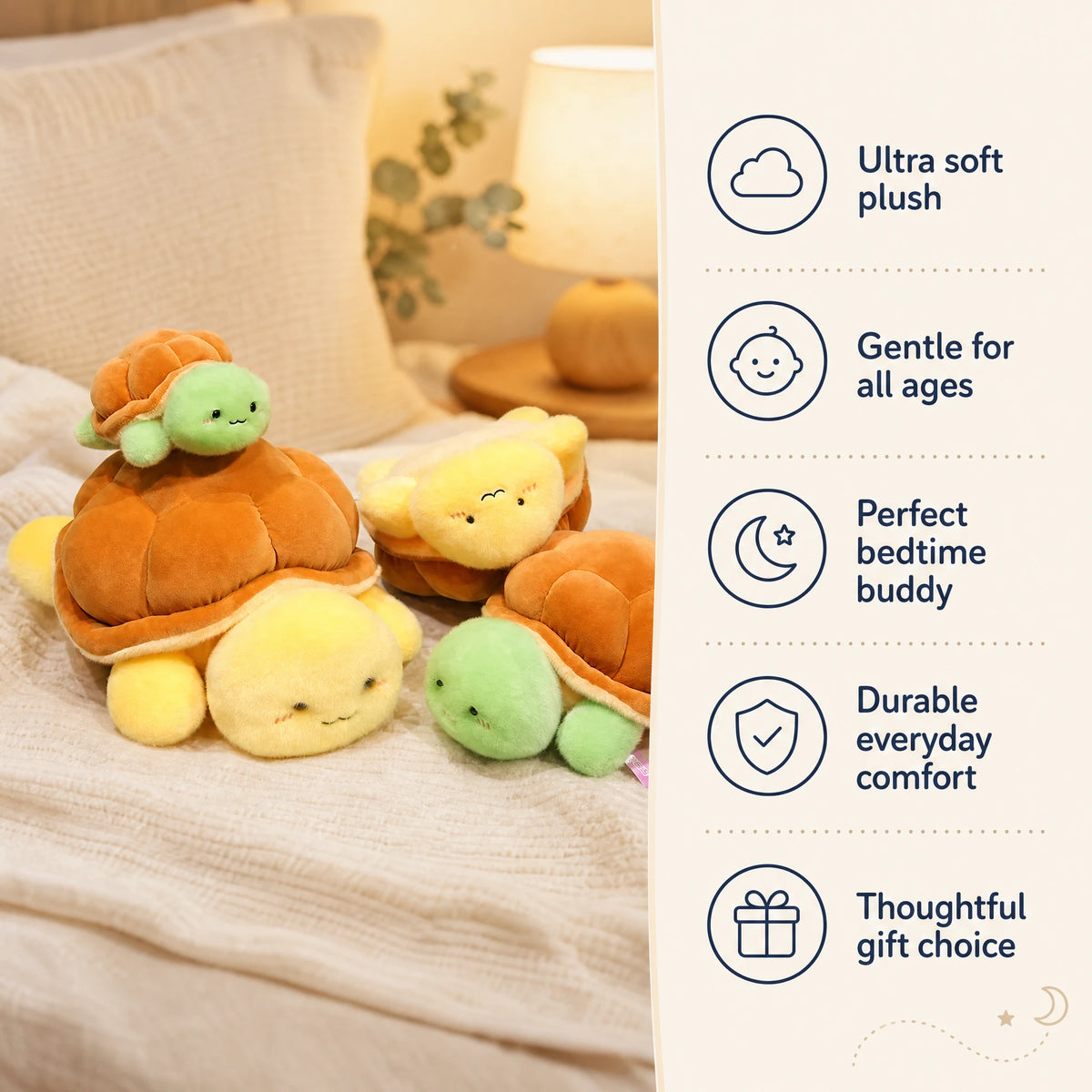 Turtle Plush - Soft Mochi-Style Cuddle Companion - Bénéfices produit