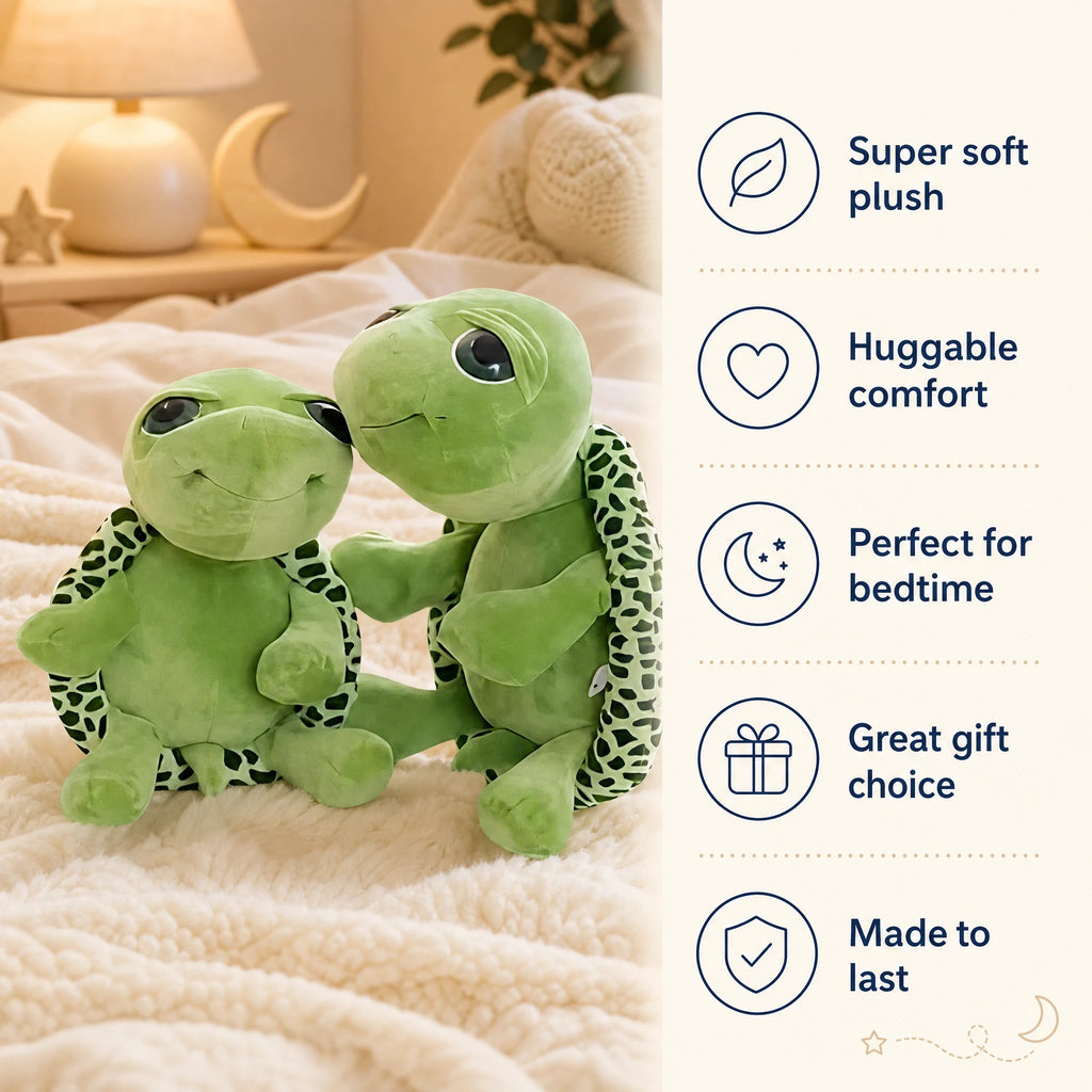 Turtle Plush with Big Eyes and Patterned Shell - Bénéfices produit