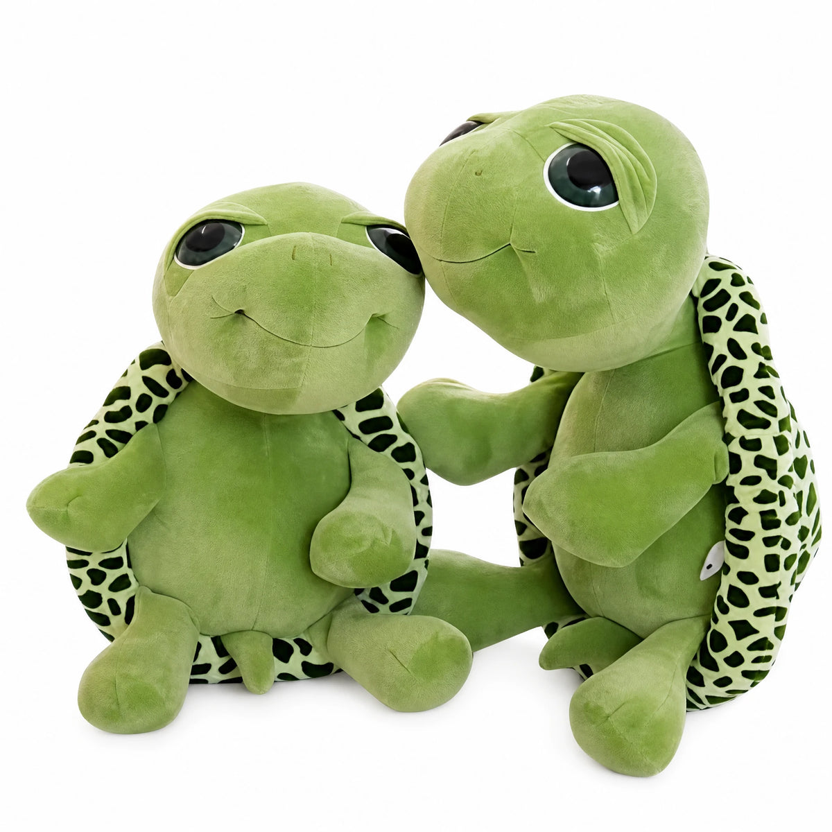 Turtle Plush with Big Eyes and Patterned Shell - Fond blanc