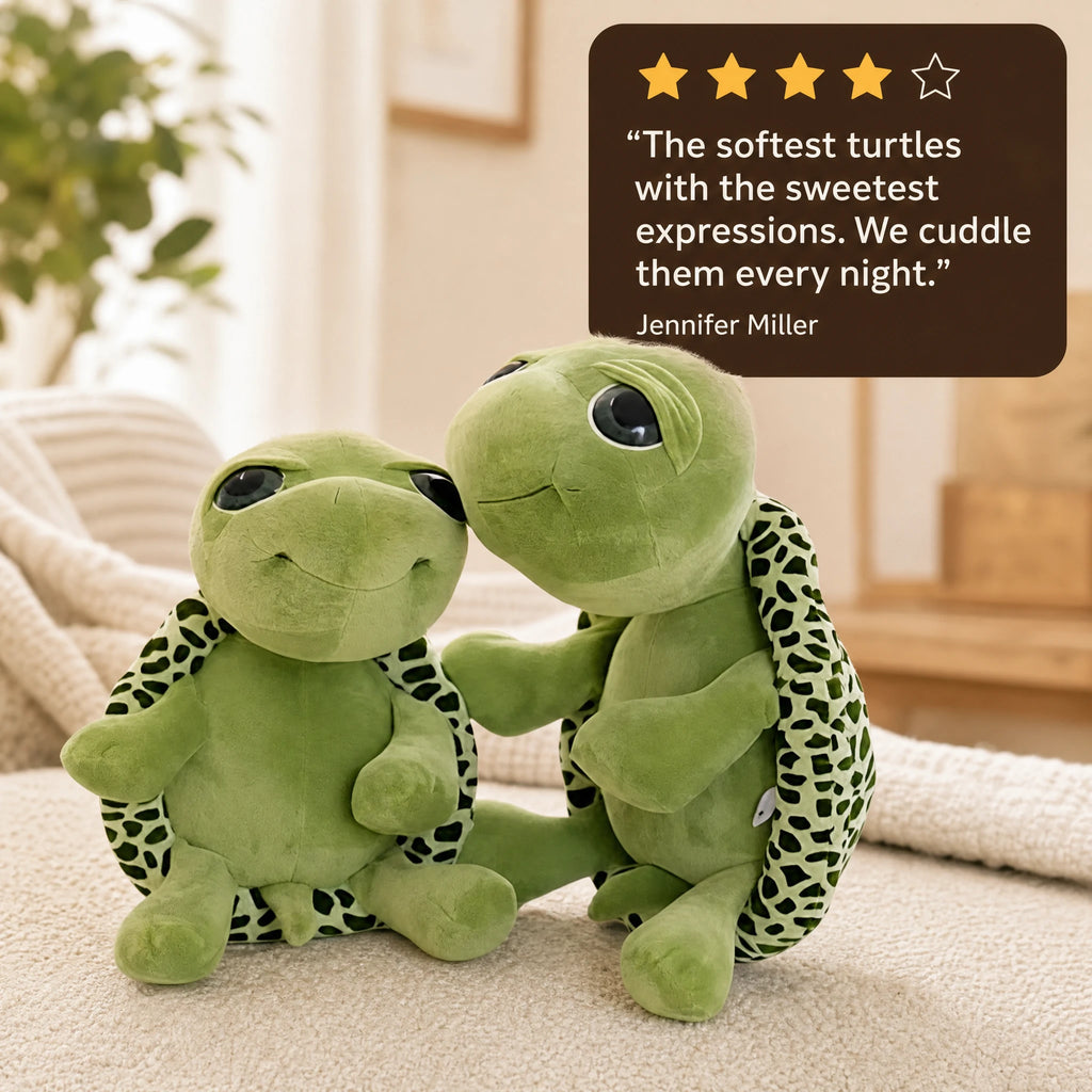 Turtle Plush with Big Eyes and Patterned Shell - Image témoignage