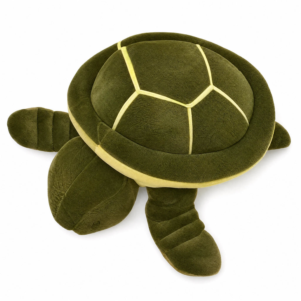 Turtle Plush with Realistic Shell Detail in Green - Fond blanc