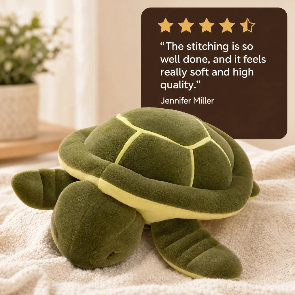 Turtle Plush with Realistic Shell Detail in Green - Image témoignage