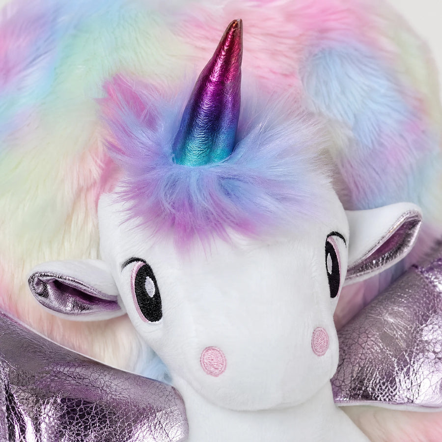 Unicorn Backpack Plush with Rainbow Faux Fur - Détail matière