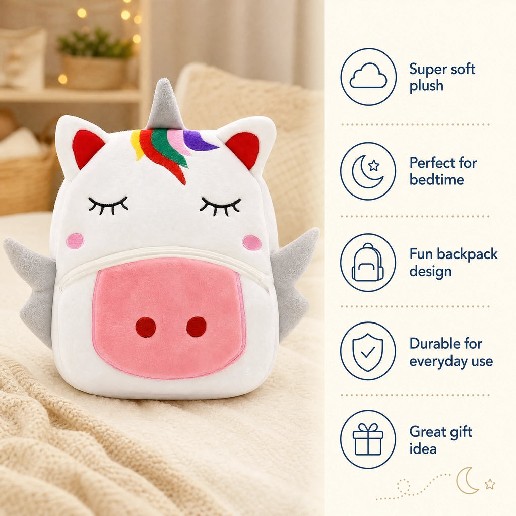 Unicorn Backpack Plush with Rainbow Mane and Wings - Bénéfices produit