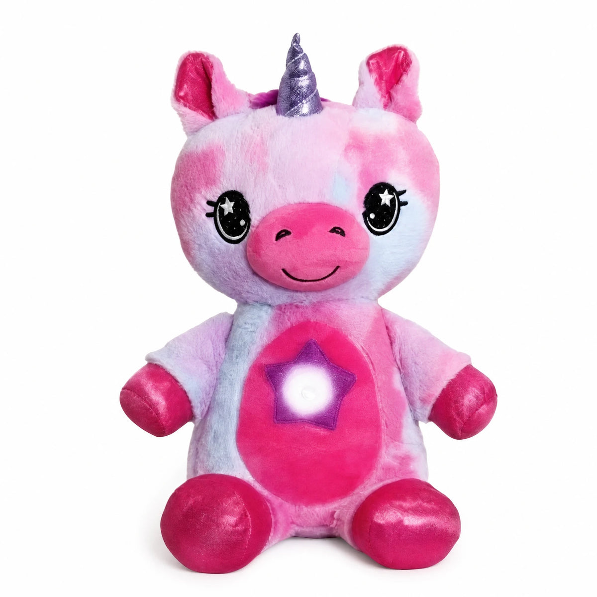 Unicorn Plush Nightlight with Soothing Light and Music - Fond blanc