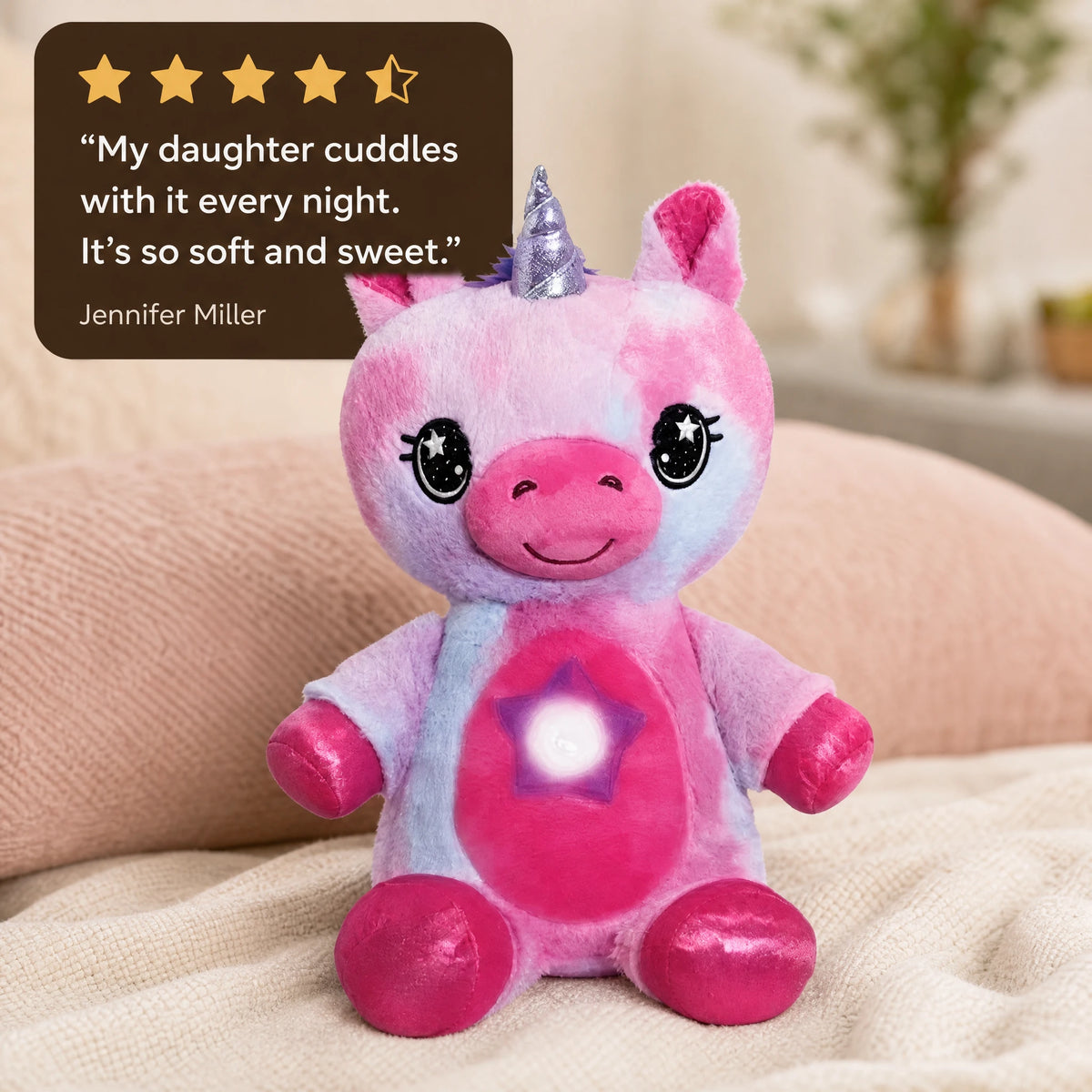 Unicorn Plush Nightlight with Soothing Light and Music - Image témoignage