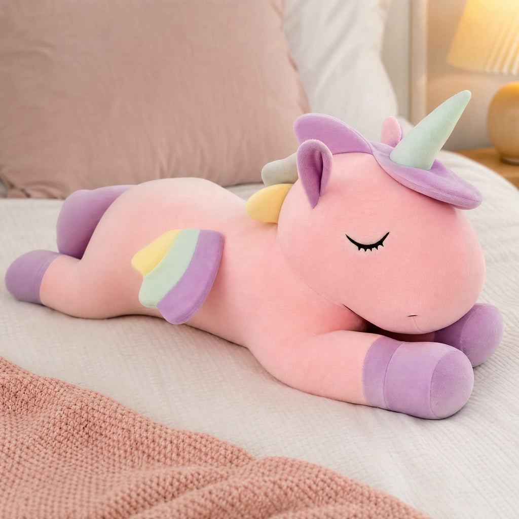 Unicorn Plush Pillow in Pink or White with Rainbow Mane - Utilisation du produit