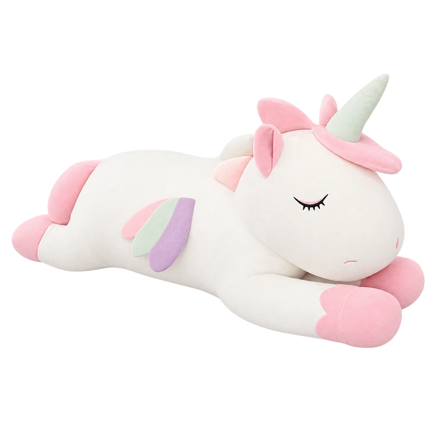 Unicorn Plush Pillow in Pink or White with Rainbow Mane - White / 19.5in / 50cm … (3 tailles)
