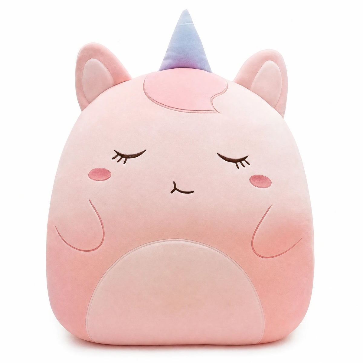 Unicorn Plush Pillow with Hidden Blanket Compartment - Fond blanc