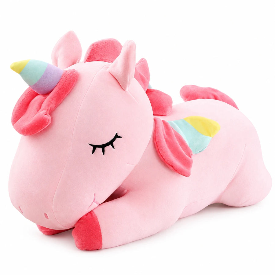 Unicorn Plush Pink with Rainbow Details and Soft Fur - 12in / 30cm … (5 tailles)