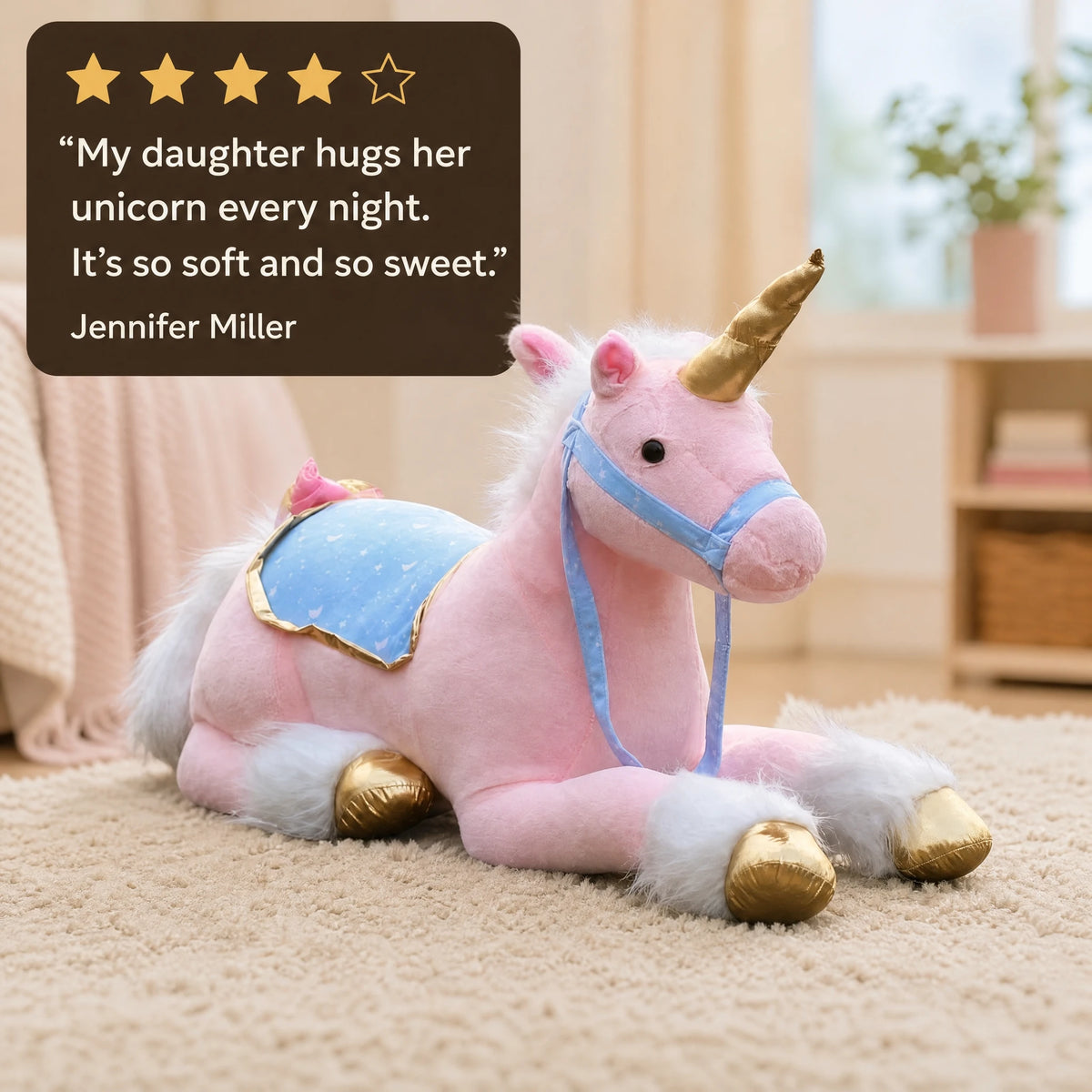 Unicorn Plush Riding Toy – Giant Pink Stuffed Animal - Image témoignage