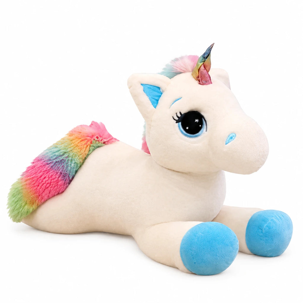 Unicorn Plush Toy with Rainbow Mane and Blue Hooves - 15.5in / 40cm · 23.5in / 60cm · 31.5in / 80cm