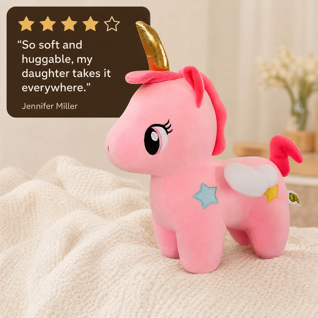 Unicorn Plush with Golden Horn and Star Details - Image témoignage