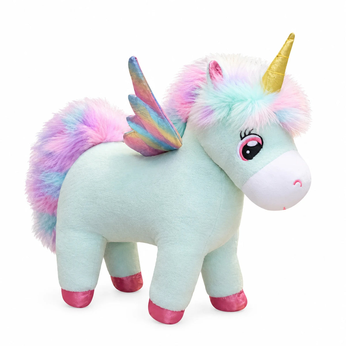 Unicorn Plush with Pastel Rainbow Mane and Wings - 14in / 35cm · 17.5in / 45cm · 23.5in / 60cm