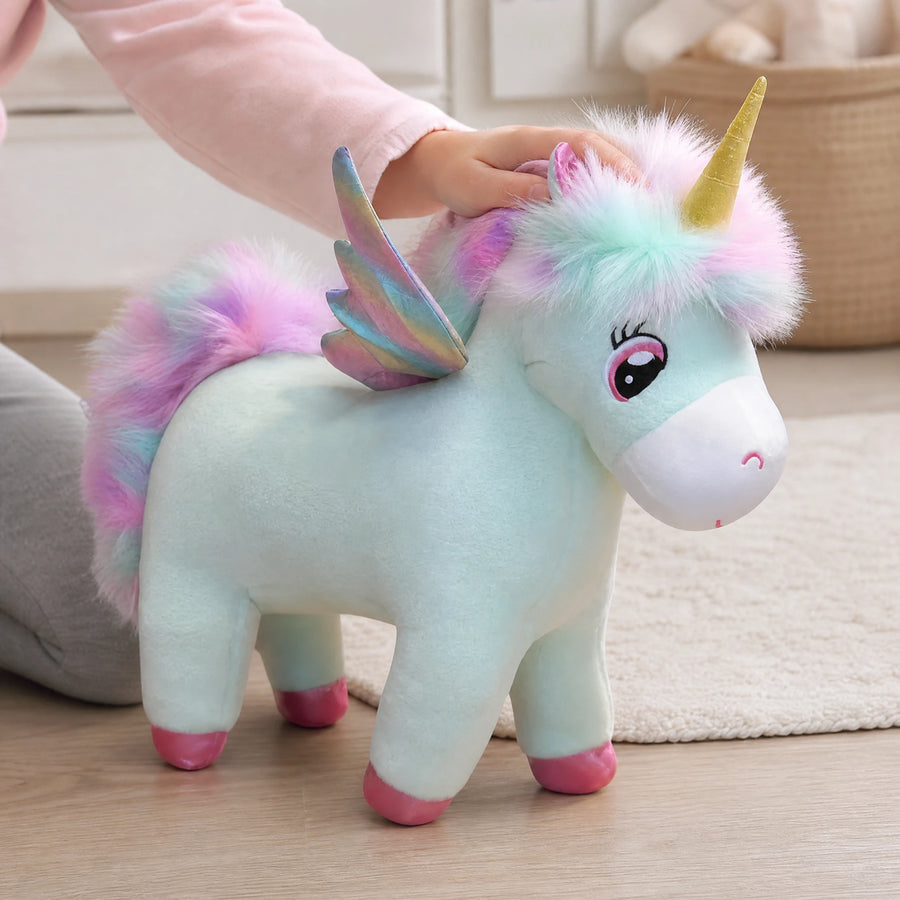 Unicorn Plush with Pastel Rainbow Mane and Wings - Utilisation du produit