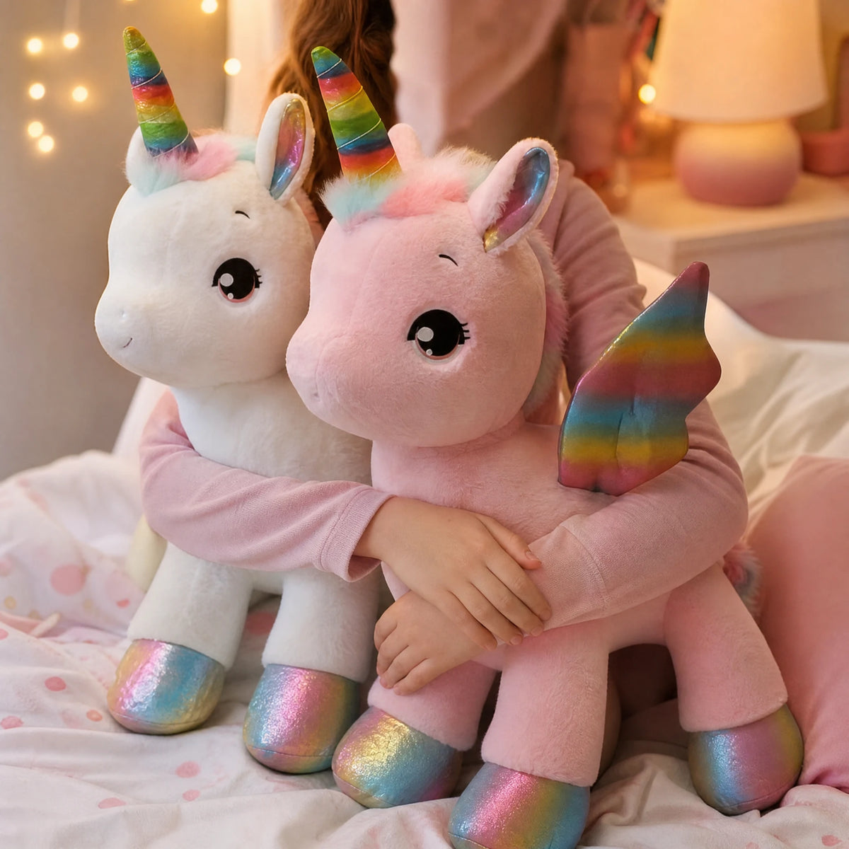 Unicorn Plush with Rainbow Horn and Shimmery Details - Utilisation du produit