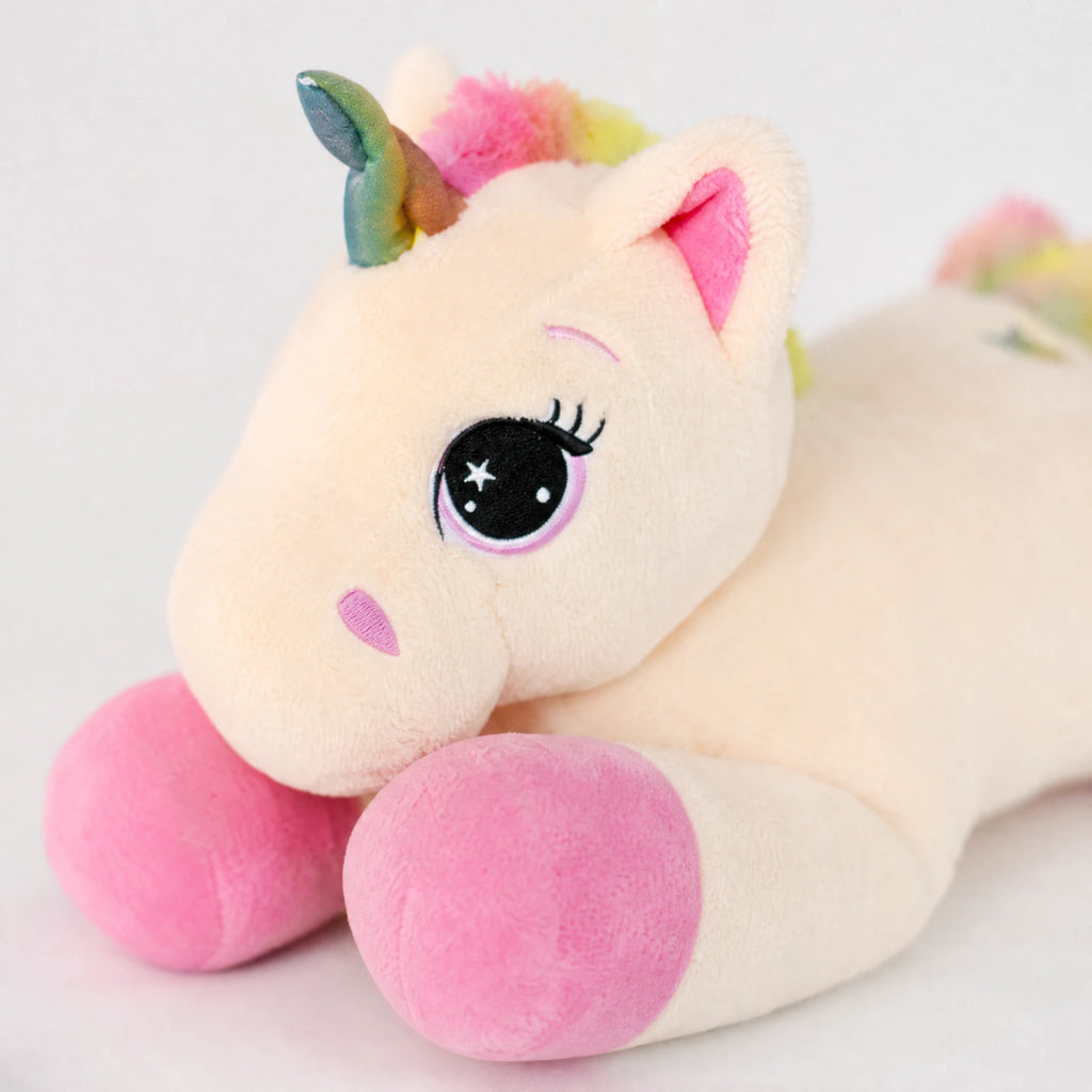 Unicorn Plush with Rainbow Mane and Pink Hooves - Détail matière