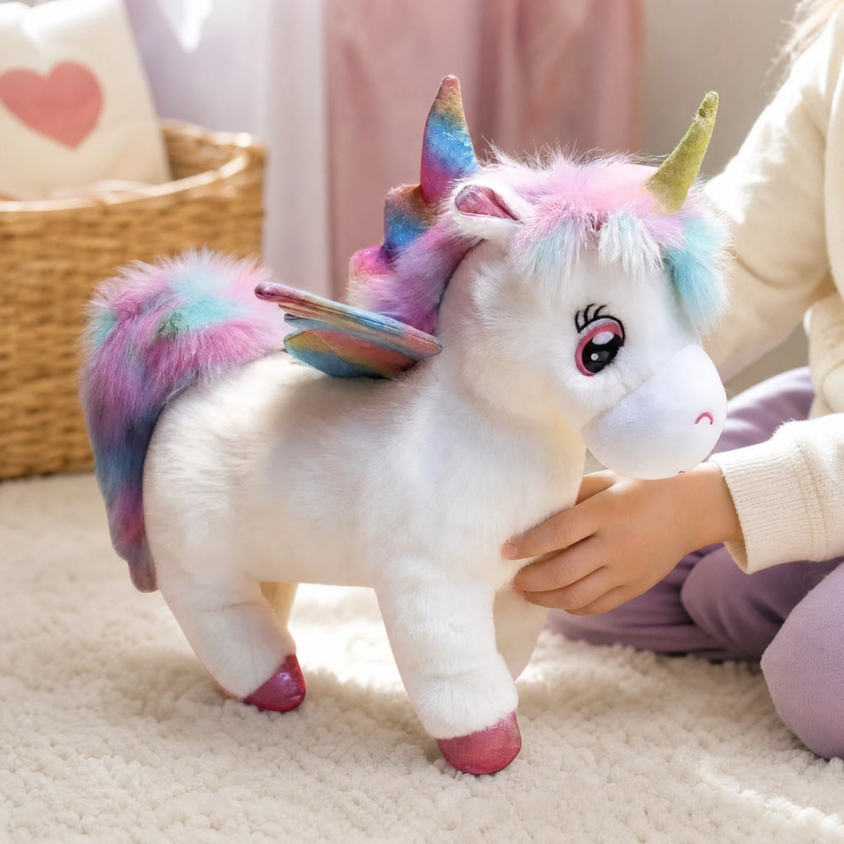 Unicorn Plush with Rainbow Mane and Wings - Utilisation du produit