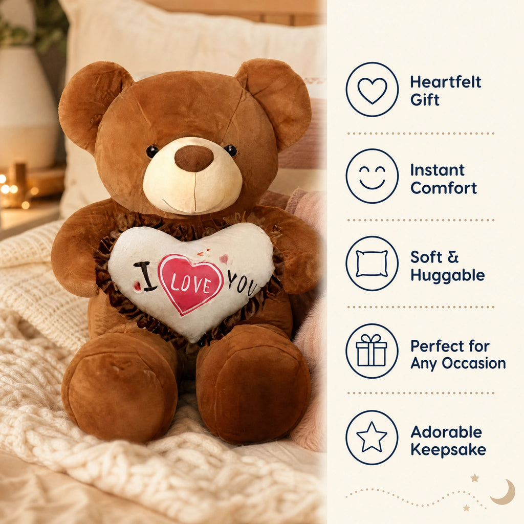 Valentine Teddy Bear with I Love You Heart Cushion - Bénéfices produit