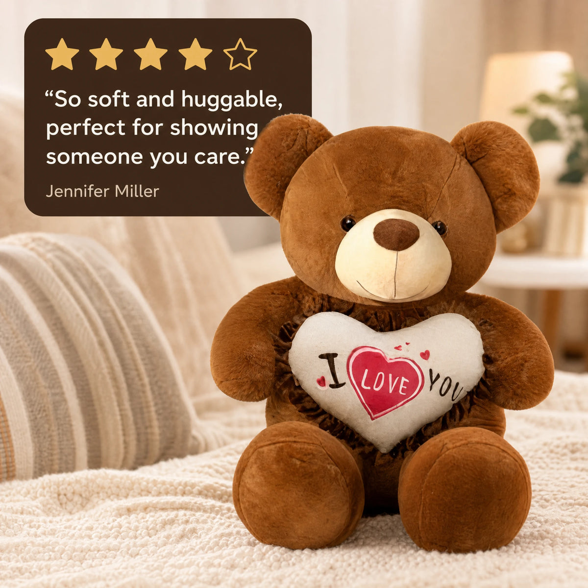 Valentine Teddy Bear with I Love You Heart Cushion - Image témoignage