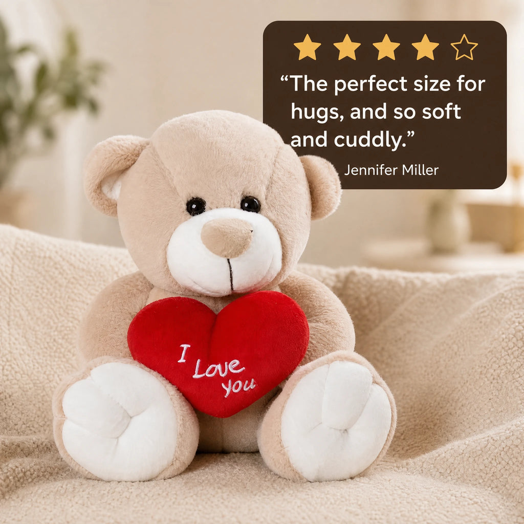 Valentine Teddy Bear with Red I Love You Heart - Image témoignage