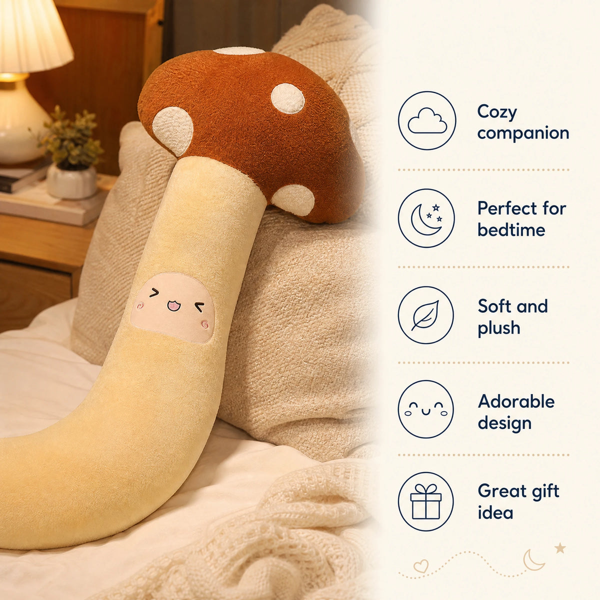 Vegetable Body Pillow with Kawaii Face and Soft Plush - Bénéfices produit