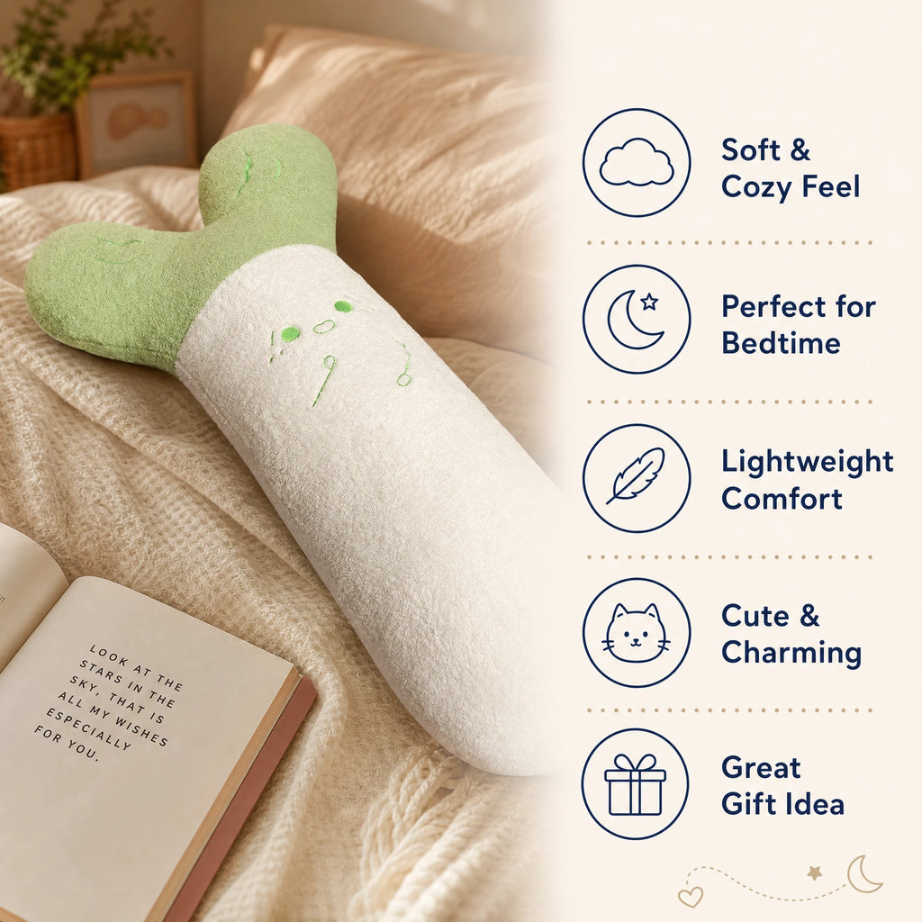 Vegetable Plush Pillow with Embroidered Face 110cm - Bénéfices produit