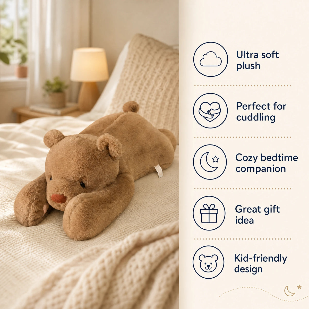 Weighted Bear Plush in Soft Brown Cotton - Bénéfices produit