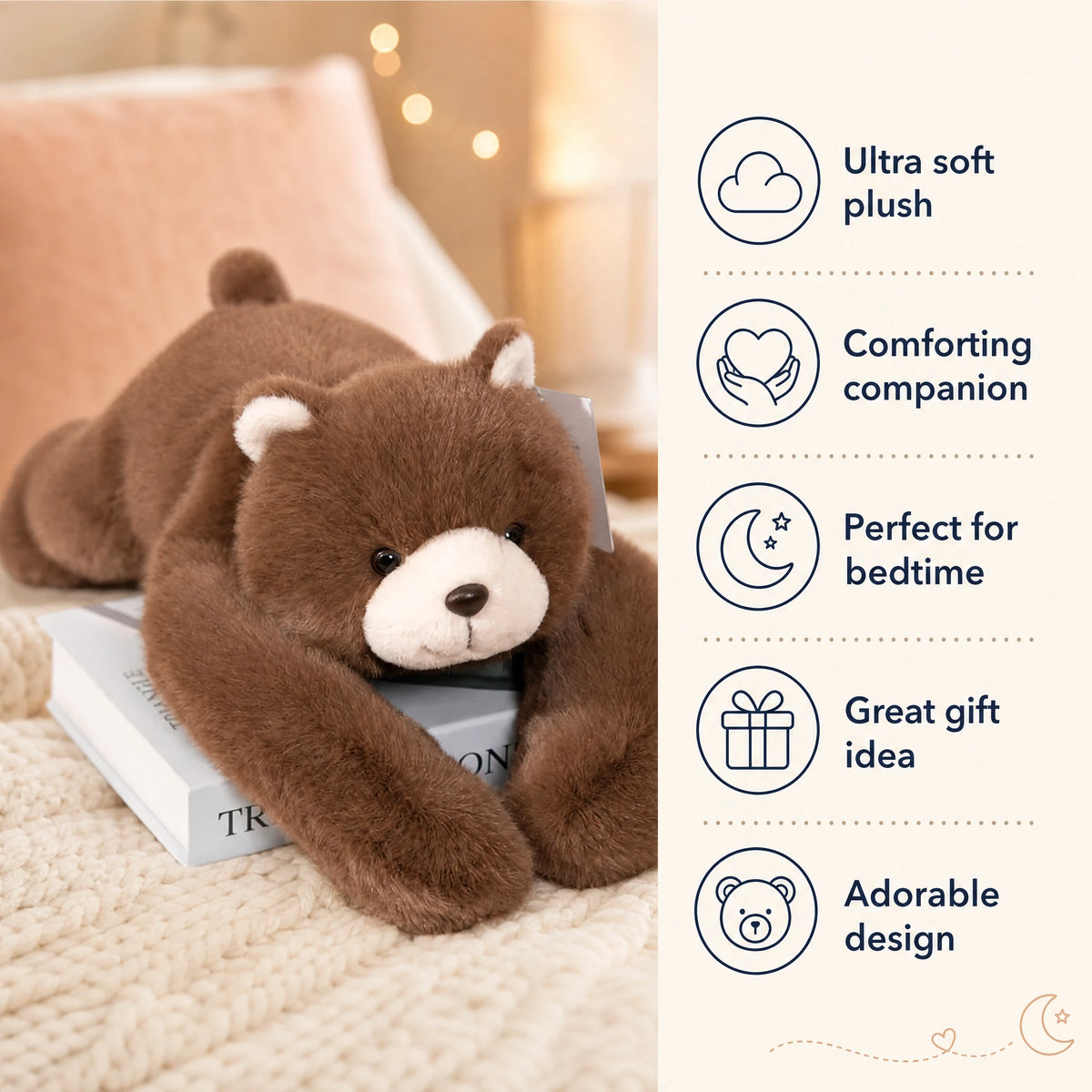 Weighted Bear Plush with Long Hugging Arms - Bénéfices produit