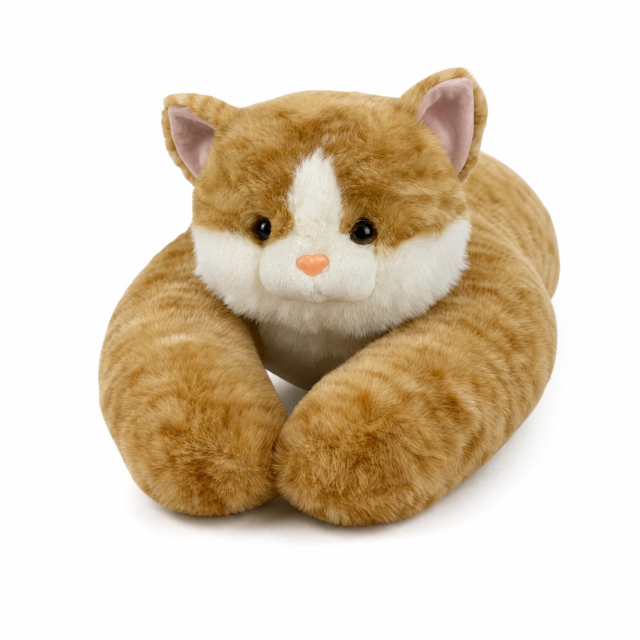 Weighted Cat Plush with Soft Curled Paws Design - Fond blanc, autre angle