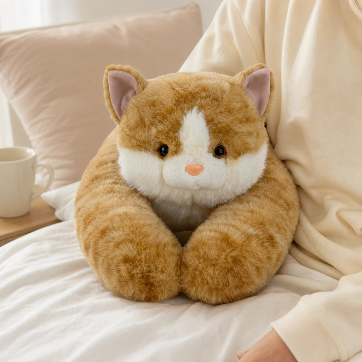 Weighted Cat Plush with Soft Curled Paws Design - Utilisation du produit