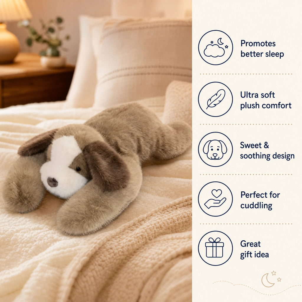 Weighted Dog Plush with Realistic Beige Fur and Floppy Ears - Bénéfices produit