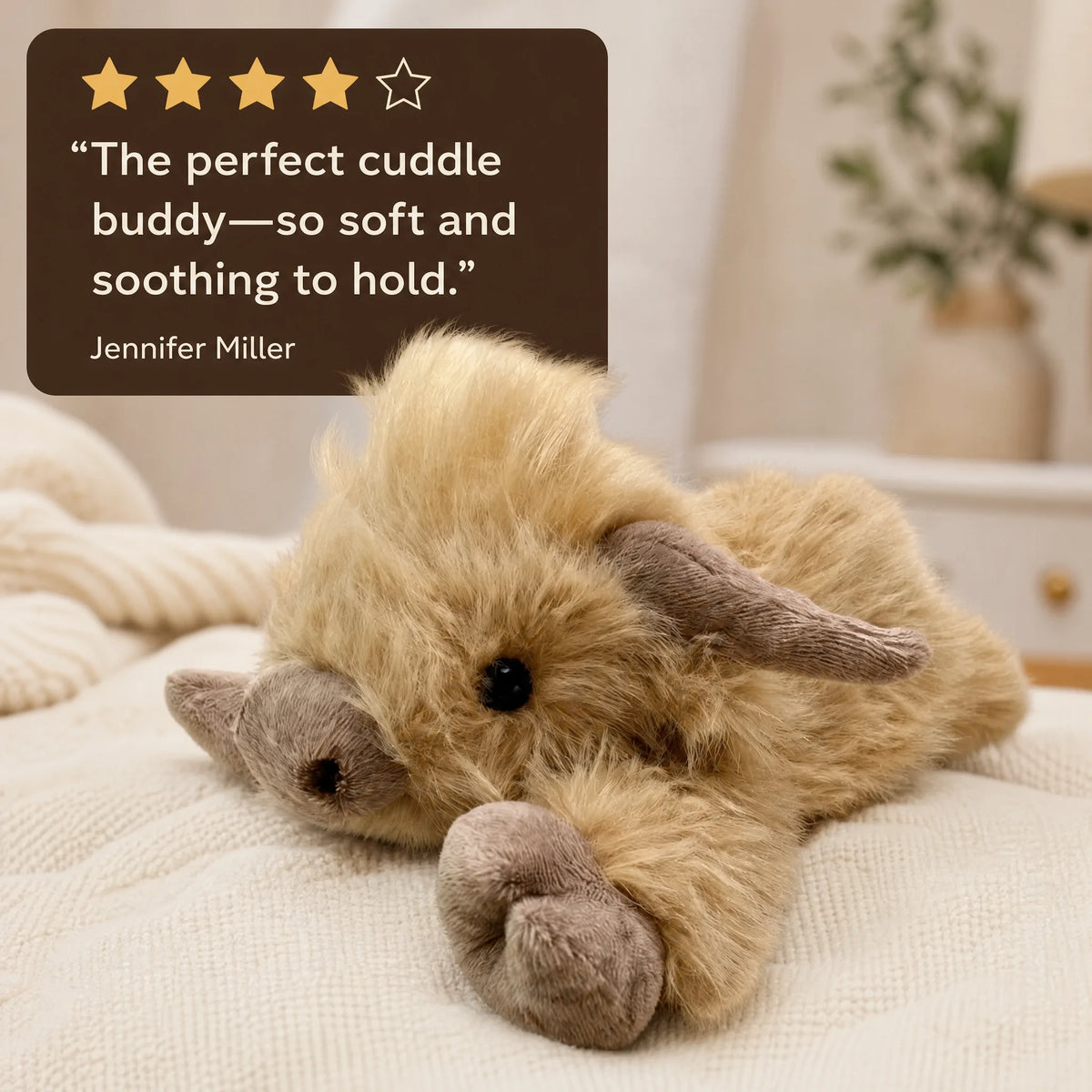 Weighted Highland Cow Plush with Calming Touch - Image témoignage