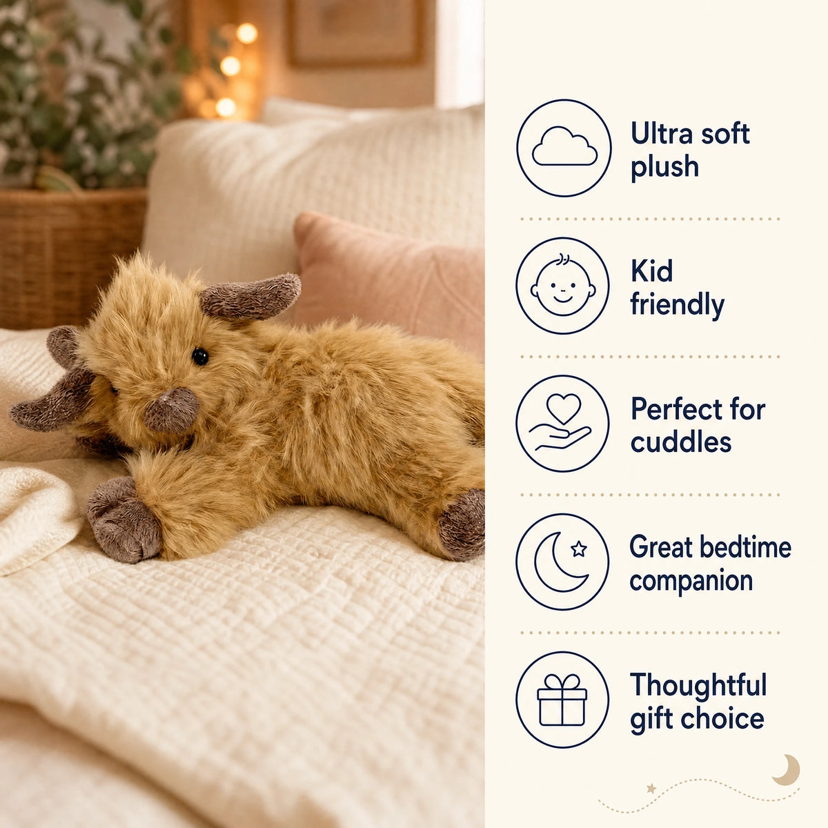 Weighted Highland Cow Plush with Heating Feature - Bénéfices produit