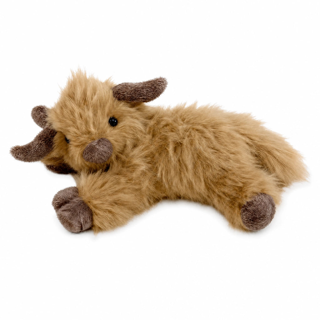 Weighted Highland Cow Plush with Heating Feature - Fond blanc